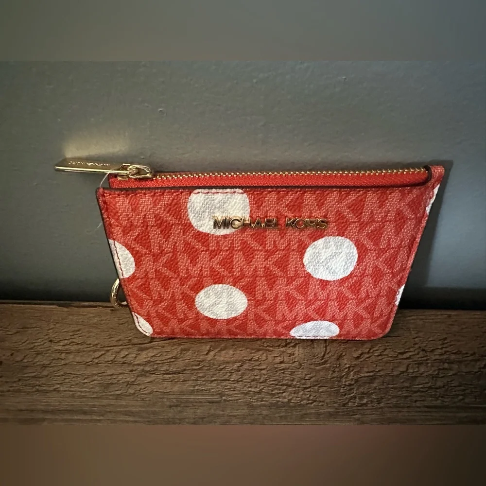 Michael Kors Jet Set travel Wallet with Zip Coin Pouch. Red Clay/White. NWT. - Picture 3 of 4